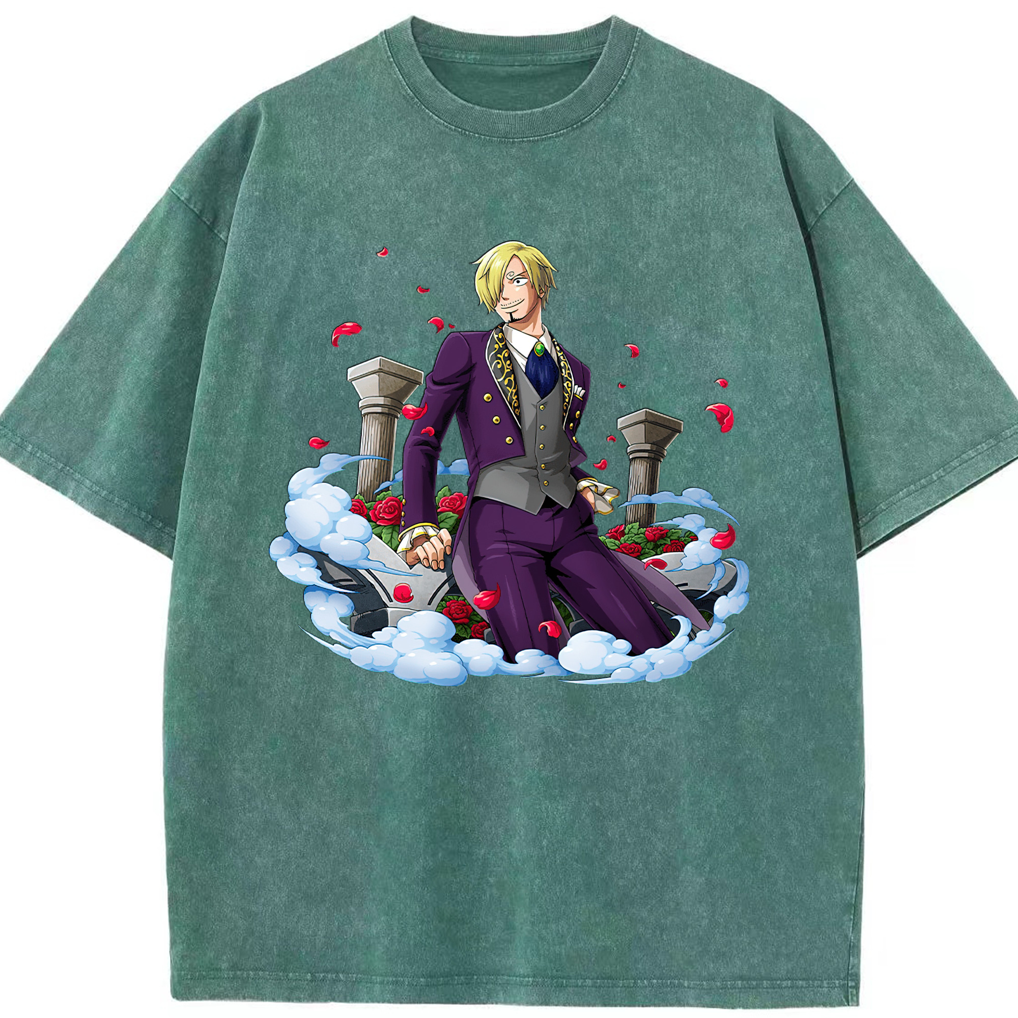ワンピース サンジ ONE PIECE Sanji 綿100% ヴィンテージ風 半袖Tシャツ（フロントプリント）